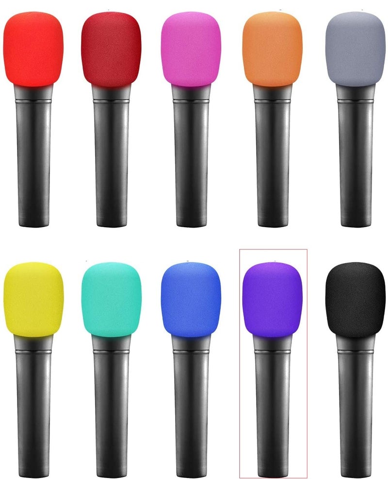 Fielect 2Pcs Microphone Cover Sponge Foam Mic Cover Handheld Microphone Windscreen Shield Protection Micro Foam Filter Purple for KTV Broadcasting - Image 5